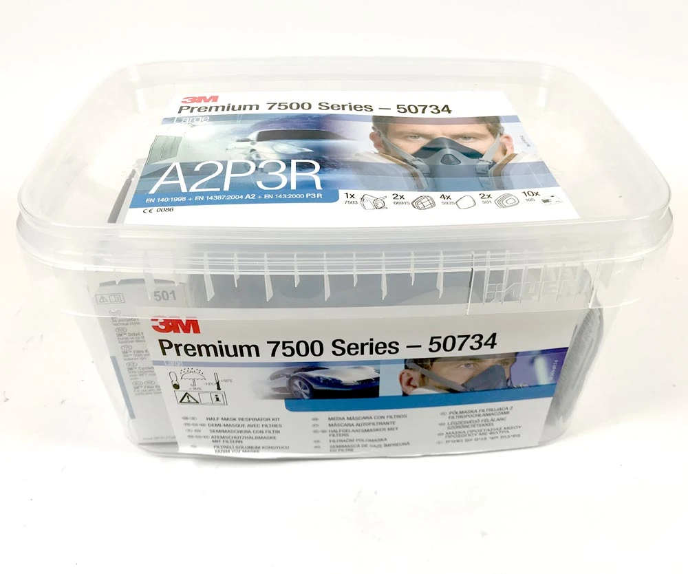 3M™ Premium Lackiermaske Halbmaske Set 7500 A2 P3 Größe L 50734 + Zubehör 3 3M™ Premium Lackiermaske Halbmaske Set 7500 A2 P3 Größe L 50734 + Zubehör