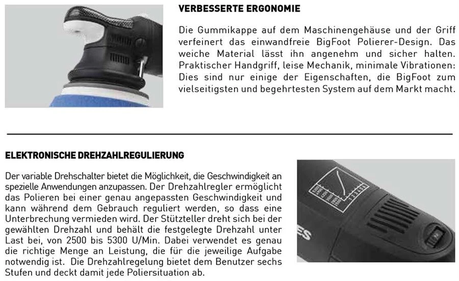 RUPES 125mm Exzenter Poliermaschine BIGFOOT LHR15II STD Mark II 6 RUPES 125mm Exzenter Poliermaschine BIGFOOT LHR15II STD Mark II – Bild 4