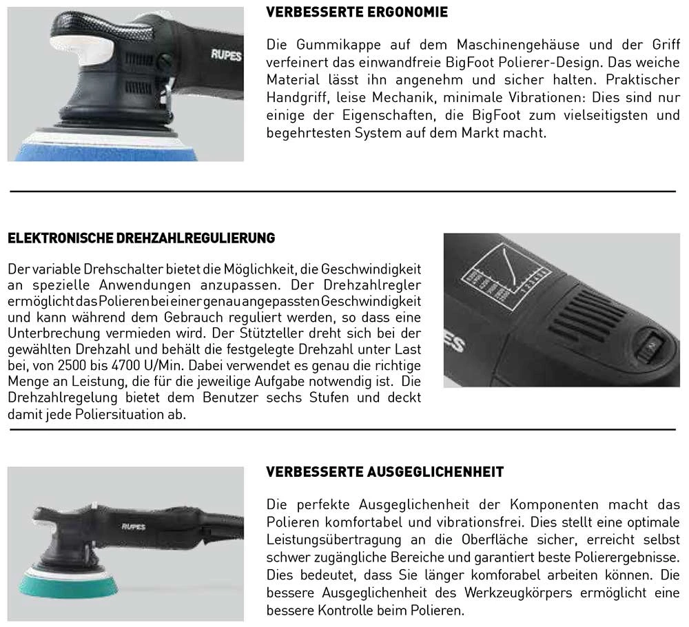 RUPES 150mm Exzenter Poliermaschine BIGFOOT LHR21II STD Mark II 6 RUPES 150mm Exzenter Poliermaschine BIGFOOT LHR21II STD Mark II – Bild 4