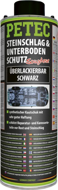 PETEC Steinschlag- & Unterbodenschutz überlackierbar Schwarz 1.000ml - 73210