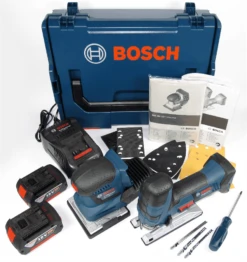 Bosch Akku Schwingschleifer GSS 18V-10 & Stichsäge 06015A5101 + 2x 5Ah + L-Boxx 06015A5101 -Metastool Verkaufe set2 min